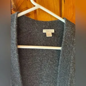 Fossil Classic Grey Button-Up Cardigan Sweater with‎ Pockets Casual Knitwear thumbnail 3