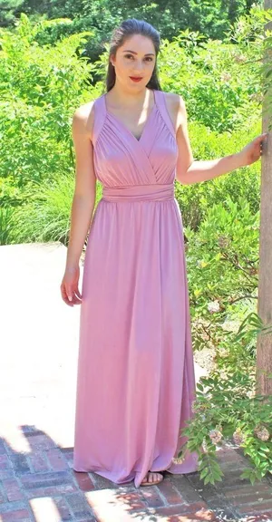 Long Sleeveless Flowy Bridesmaid Cocktail Evening Purple Size M thumbnail 4