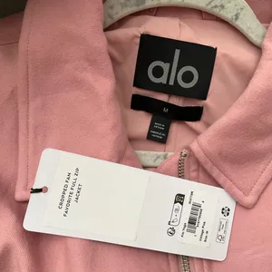 Alo Yoga Cropped Fan Favorite Full Zip Jacket Vintage Pink M thumbnail 3