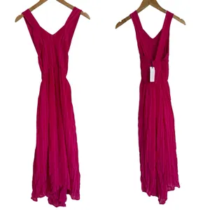 Anthropologie Line & Dot New Pink Fuchsia Striped Midi Sun Dress Size M thumbnail 3