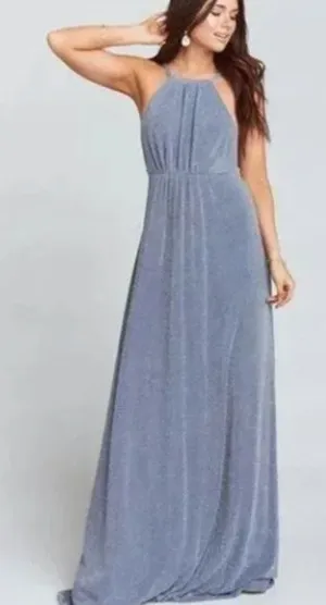 Show Me Your Mumu Maxi Amanda Dress Silver Metallic Size XS NEW thumbnail 1