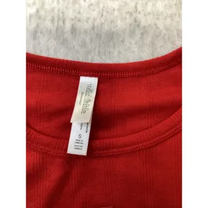 Wild Fable‎ Red Ribbed Christmas Kitten Pajama Top Santa Cat Graphic Shirt Small thumbnail 3