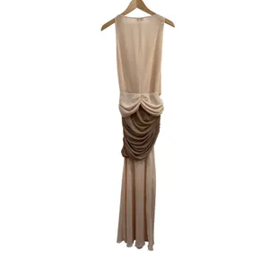 L'Academie Sleeveless Two Tone Beige Tan Chiffon Overlay Formal Evening Gown S M thumbnail 3