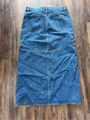 Madewell Blue High-Rise Denim Maxi Skirt with slit thumbnail 5