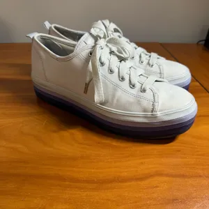 Keds Tripple Up Lace Up Platform Sneaker‎ Blue White Stripe Canvas Shoe W8 thumbnail 3