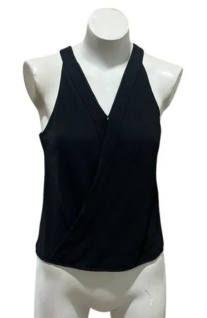 Naked Zebra Women's Black Sleeveless V-Neck Blouse Size S Casual thumbnail 1