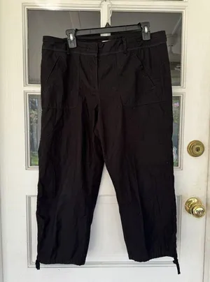 Loft Ann Taylor Women's 8 Black Zipper Cropped Capri Pants Cotton Pockets thumbnail 8