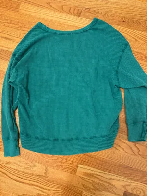 OFFLINE by Aerie green waffle knit weater thumbnail 4