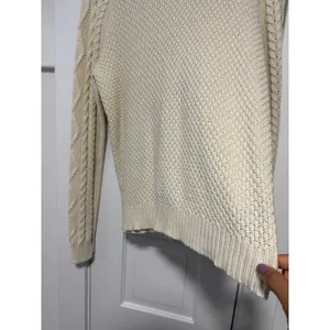 Lauren Ralph Lauren Cream Cable Knit Turtleneck Sweater XL Ivory Cotton Blend thumbnail 7