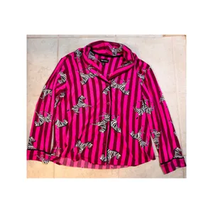Room Service Pink Zebra Striped Pajama Set Long Sleeve Button Down XXL ZRS97677 thumbnail 9