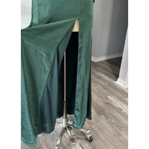 Lulus Emerald Green Satin Maxi Formal Dress Sleeveless Halter S Bridesmaid *FLAW thumbnail 2