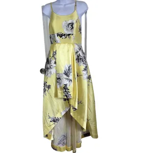 Speechless Yellow Floral High Low Dress Size 5 Spaghetti Strap Prom Formal Satin thumbnail 3