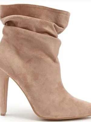 So Me Blush Suede Slouch Heeled Ankle Boot Size 7.5 Worn ONCE thumbnail 1
