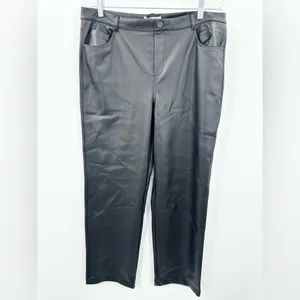 Marcella Women's Julien Black Vegan Leather‎ Wide Leg Pants Size XL NEW thumbnail 2