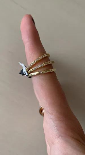 Nordstrom NWOT Adornia set of three gold cubic zicronia stacking rings thumbnail 4