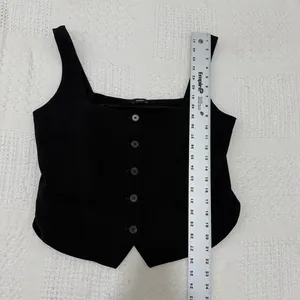 Express large square neck button front fitted vest suit top TS 3545 thumbnail 3