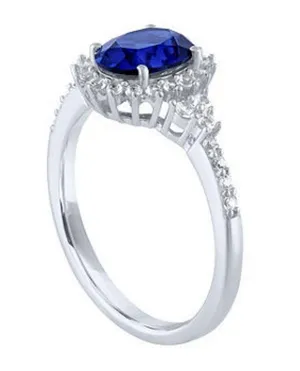 Lab created blue sapphire sterling silver ring thumbnail 2