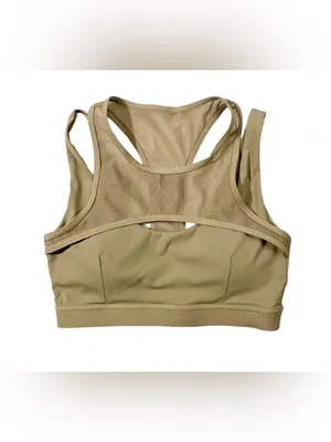 Mono B Harness Mesh Tan Racerback Sports Bra thumbnail 2
