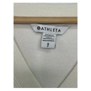 Athleta Recharge Sweatshirt Womens Small Ivory V Neck Faux Wrap Soft Yoga Cozy thumbnail 3