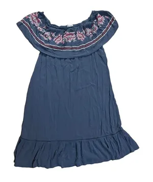 Knox Rose Women's Navy Blue Cross Stitched Floral Off The‎ Shoulder Dress sz XL thumbnail 1