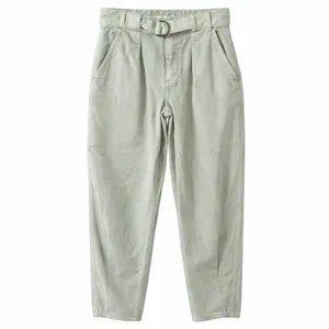 Free People We The Free Paloma Slouchy Belted Pants Size 25 Sage Green High Rise thumbnail 2