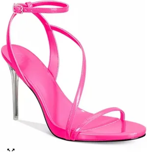 New AAJ By‎ Aminah Women's Zayn Lucite Heel Asymmetrical Strap Dress Sandals 9 thumbnail 1