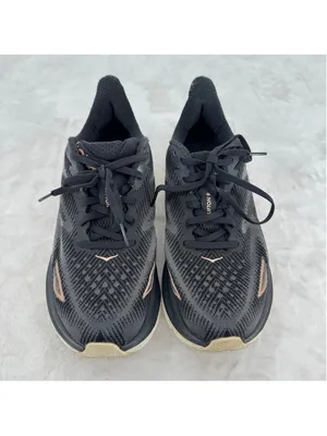 Hoka Women’s Clifton 9 Athletic Shoes Sneakers Black Rose Gold Size 8.5B READ thumbnail 3