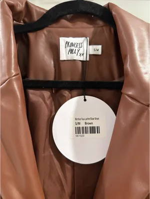 Faux Leather Blazer Jacket Princess Polly thumbnail 4