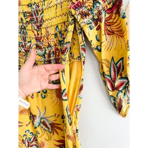 FARM Rio x Anthropologie | Bria Off Shoulder Smocked Dress Tropical Yellow | M thumbnail 11