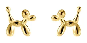 NEW Dainty Unisex Gold‎ Plated Sterling Balloon Dog Earrings, 0.7 x 0.7cm thumbnail 1