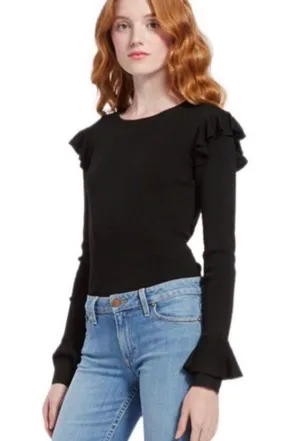 Black Mittie Ruffled Sleeve Sweater thumbnail 1