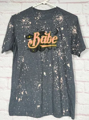 Vintage Style 'Babe' Graphic Bleach Splatter Medium T-Shirt thumbnail 1