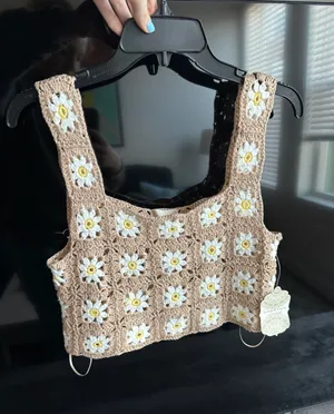 Altar'd State TAN COLORED Knit Sunflower Top thumbnail 6
