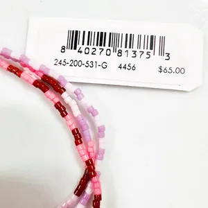 GORJANA Gigi Striped Malibu Glass Beaded Bracelets Set of 3 Pink Purple Boho thumbnail 4