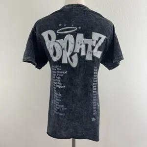BRATZ Y2K Vibes Dark Grey Acid Wash Reworked Side Slit Angel Dolls Graphic Tee thumbnail 6