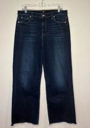 7 For All Mankind Cropped Alexa high rise straight relaxed stretch jeans 32 thumbnail 1