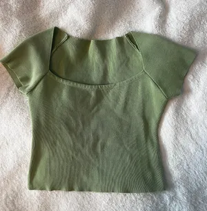 Sage Green Knit Crop Top thumbnail 1