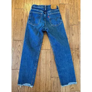 Levi’s wedgie straight high rise button fly raw hem jean size 24 thumbnail 7