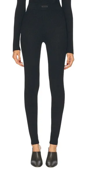 Fear of God ESSENTIALS Waffle Leggingsin Black Large New Womens Knit Pants thumbnail 1