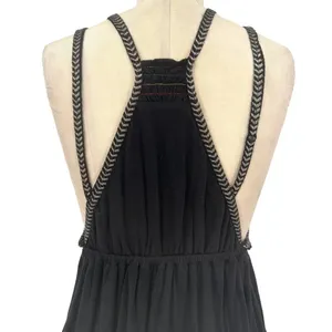 Free People Lovers Cove Embroidered Tassel Mini Dress‎ in Black Size XS thumbnail 10