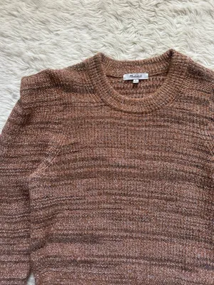 Madewell Prentiss Sweater Spacedye Shoulder Tuck Pullover Autumn Brown Sz L thumbnail 4