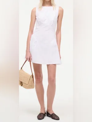 NEW STAUD Gwen white poplin cotton sleeveless Minidress Sz 8 thumbnail 3