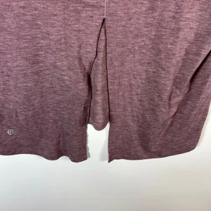 Lululemon‎ Open Back Split Hem Workout Top Heathered Plum Purple Short Sleeve thumbnail 6