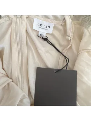 Le Lis Collection Womens Large Cream Mesh Butterfly Embroidered Bodysuit NWT thumbnail 3