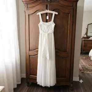 Y2K Taboo White Chiffon Maxi Dress Rhinestone Tie Back Detail Goddess Boho-Chic thumbnail 2