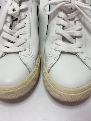 Veja Esplar Leather Low Sneaker White Black Logo - 37 (US 6) thumbnail 4
