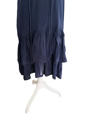 Zadig & Voltaire Navy Lace Up Studded Rory Spi Mini Dress Size S Boho Designer thumbnail 6