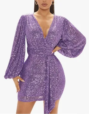 Purple Sparkly Sequin Dress (perfect for the eras tour) thumbnail 2