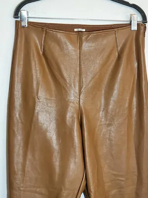 Abercrombie and Fitch Light Brown Faux Leather Pants Size XL thumbnail 2
