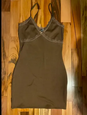 H&M Brown Lace Mini Dress thumbnail 3